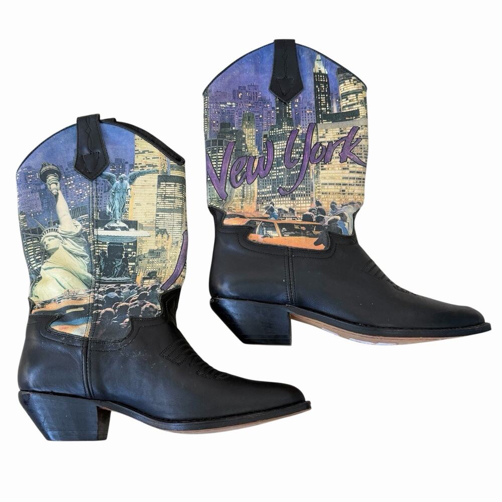 Vintage New York City Slicker Cowgirl Boots By Seychelles 80’s Size 7
